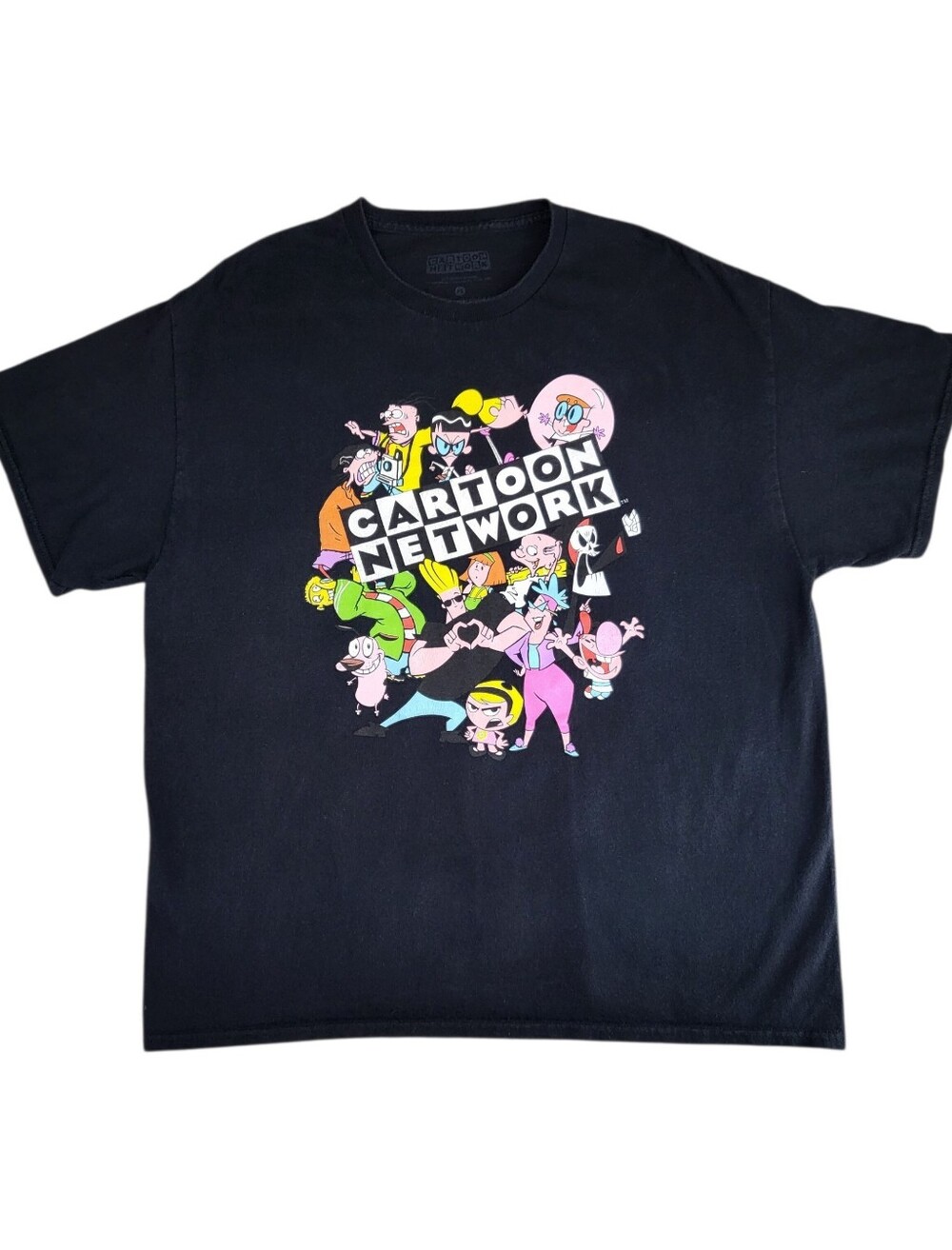 Cartoon Network Black Nostalgia Classic Shows Retro Graphic T-Shirt Tee Size XL